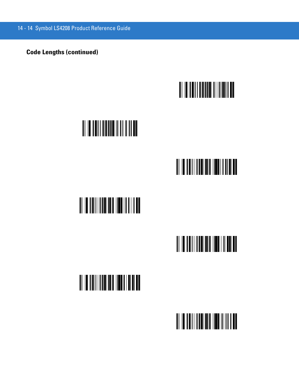 Code lengths (continued) | Motorola LS4208 User Manual | Page 236 / 358