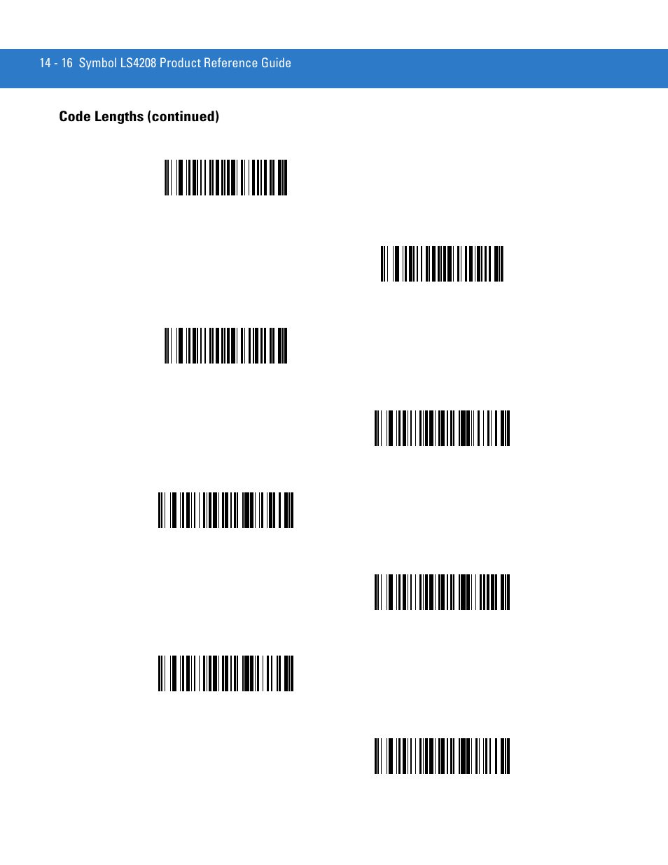 Code lengths (continued) | Motorola LS4208 User Manual | Page 238 / 358