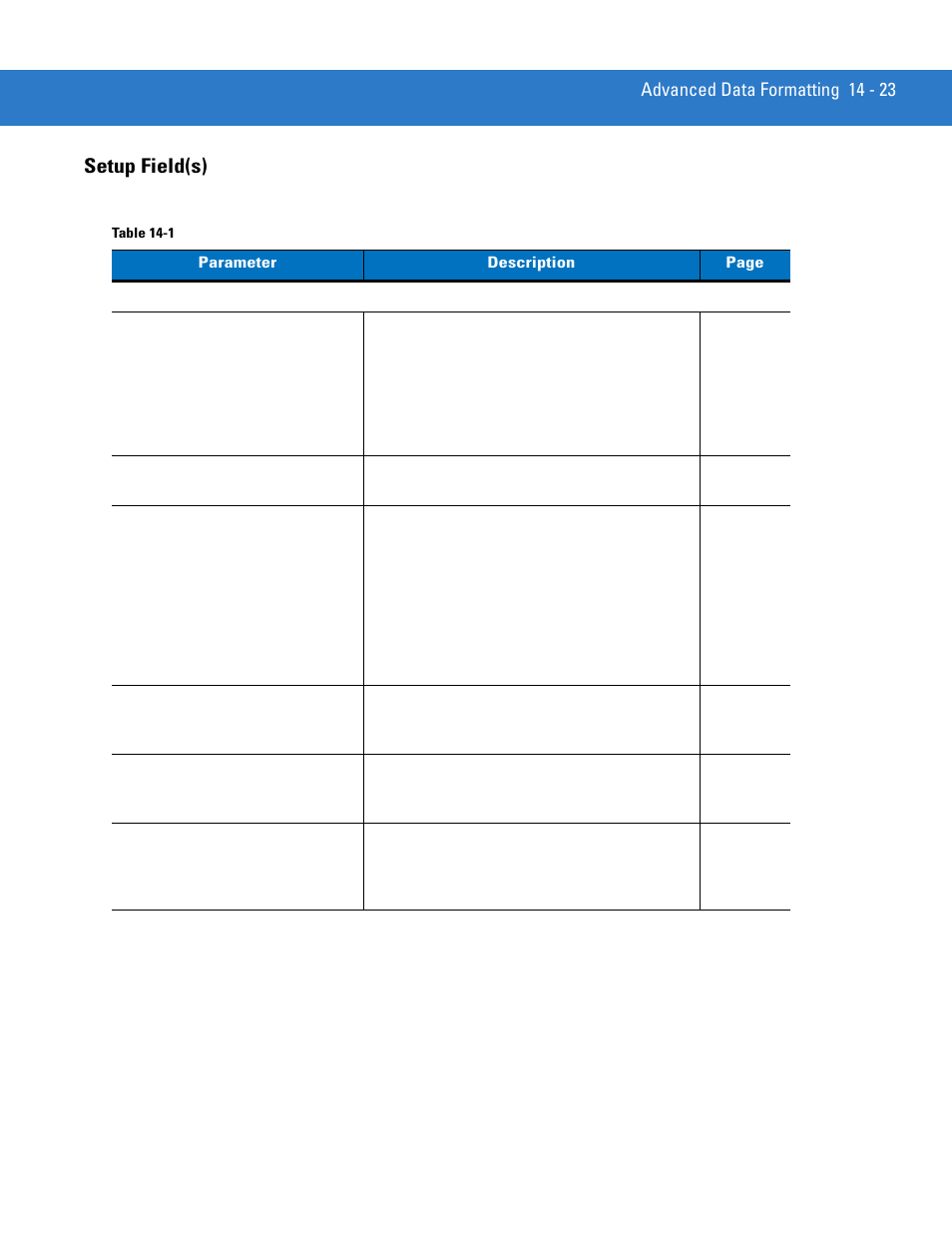 Setup field(s), Setup field(s) -23 | Motorola LS4208 User Manual | Page 245 / 358