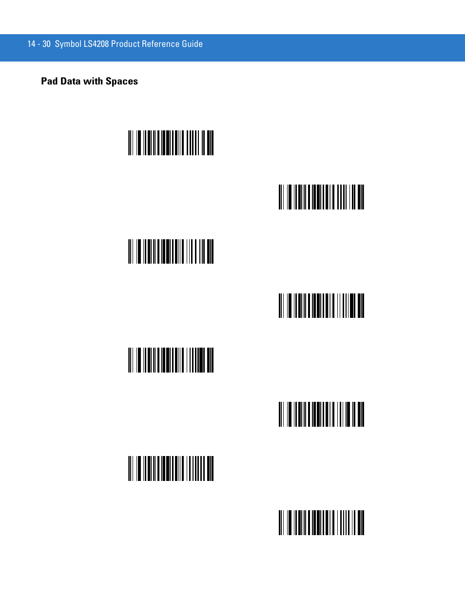 Pad data with spaces, Pad data with spaces -30 | Motorola LS4208 User Manual | Page 252 / 358