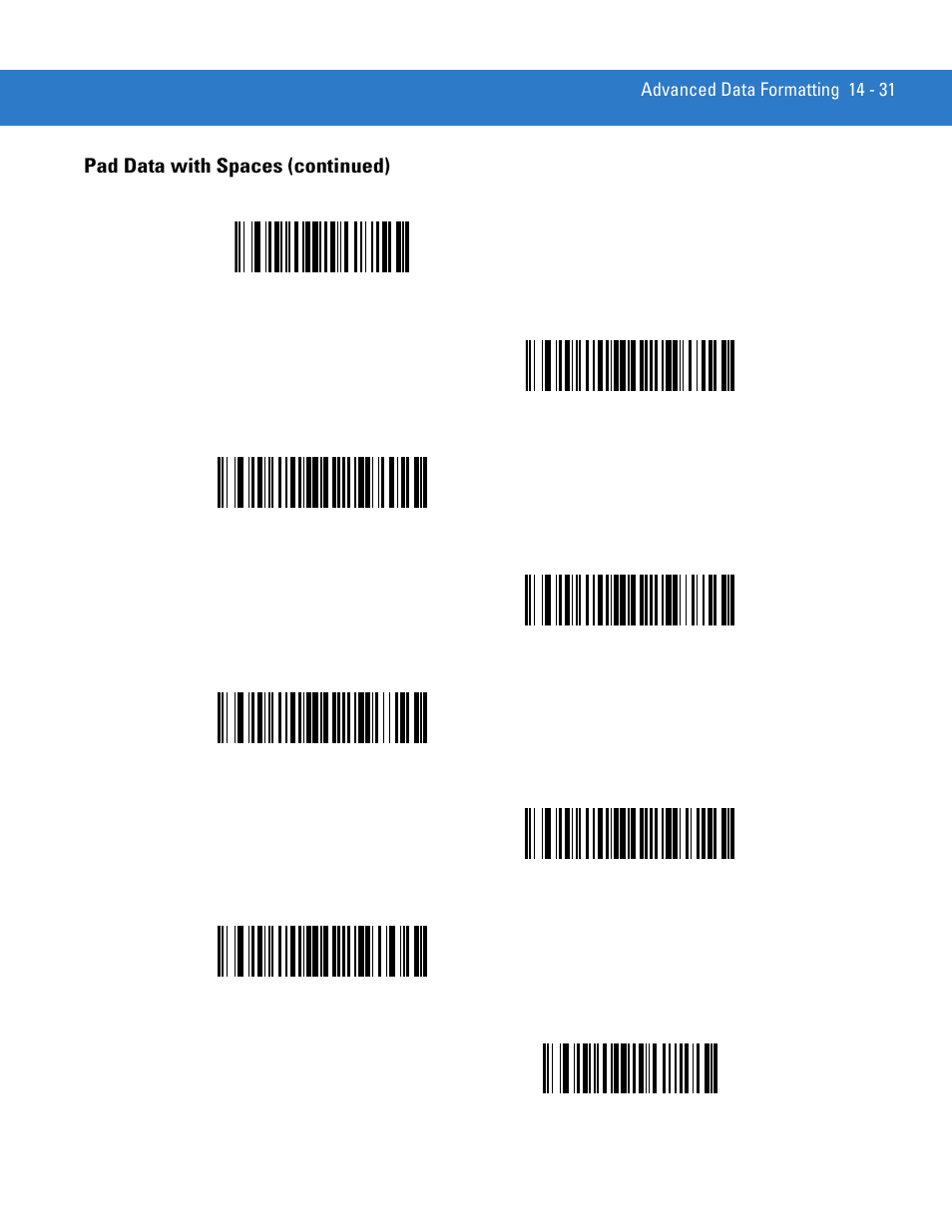 Pad data with spaces (continued) | Motorola LS4208 User Manual | Page 253 / 358