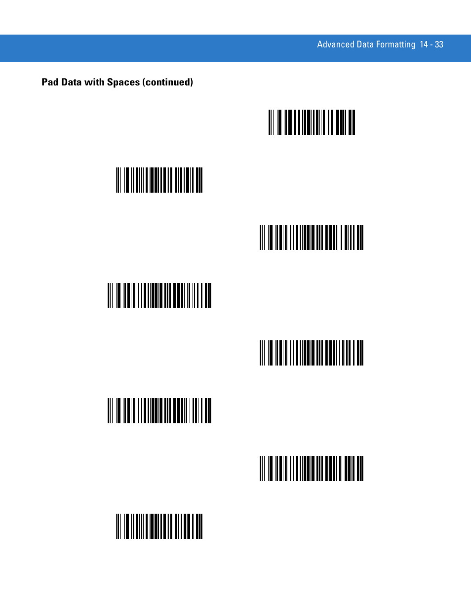 Pad data with spaces (continued) | Motorola LS4208 User Manual | Page 255 / 358