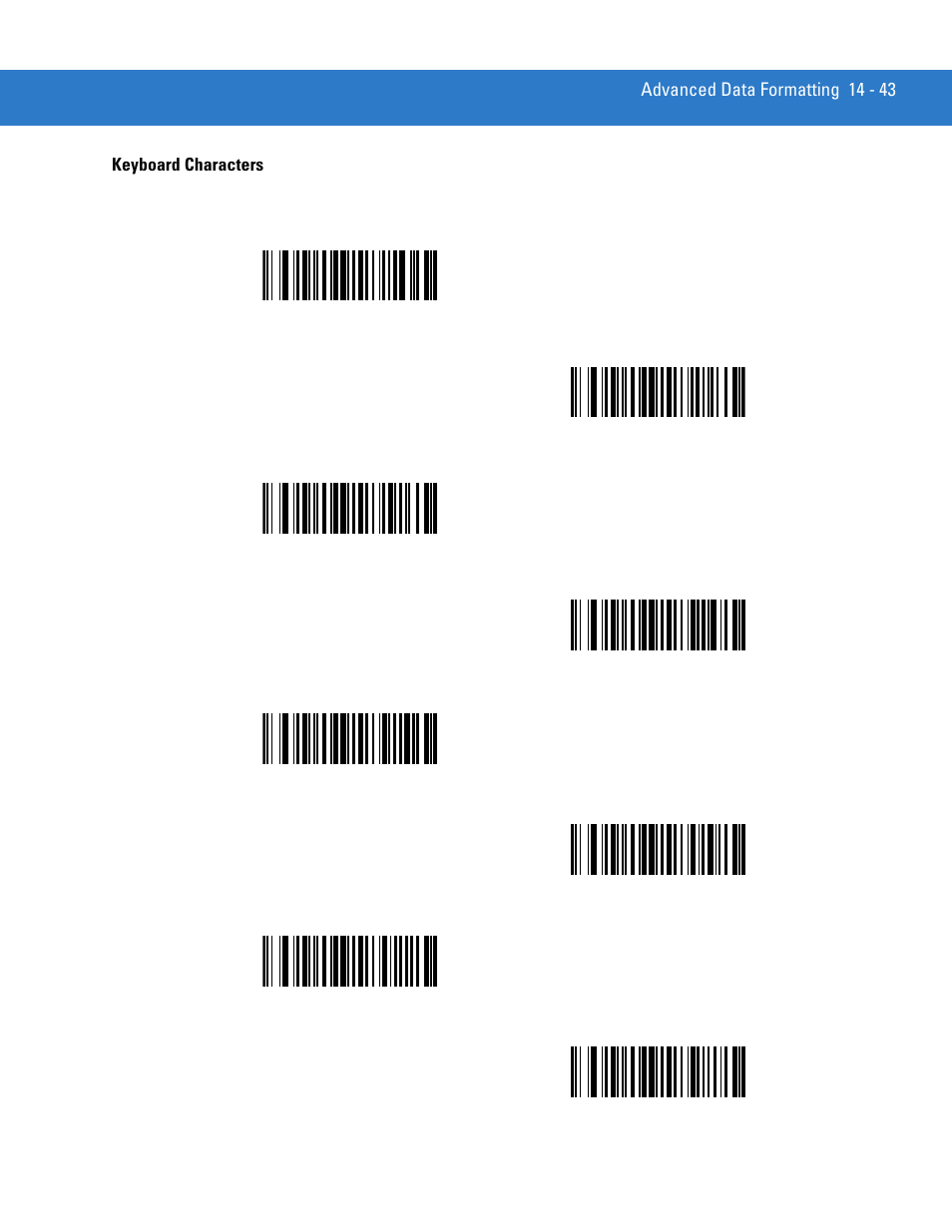 Keyboard characters, Keyboard characters -43 | Motorola LS4208 User Manual | Page 265 / 358