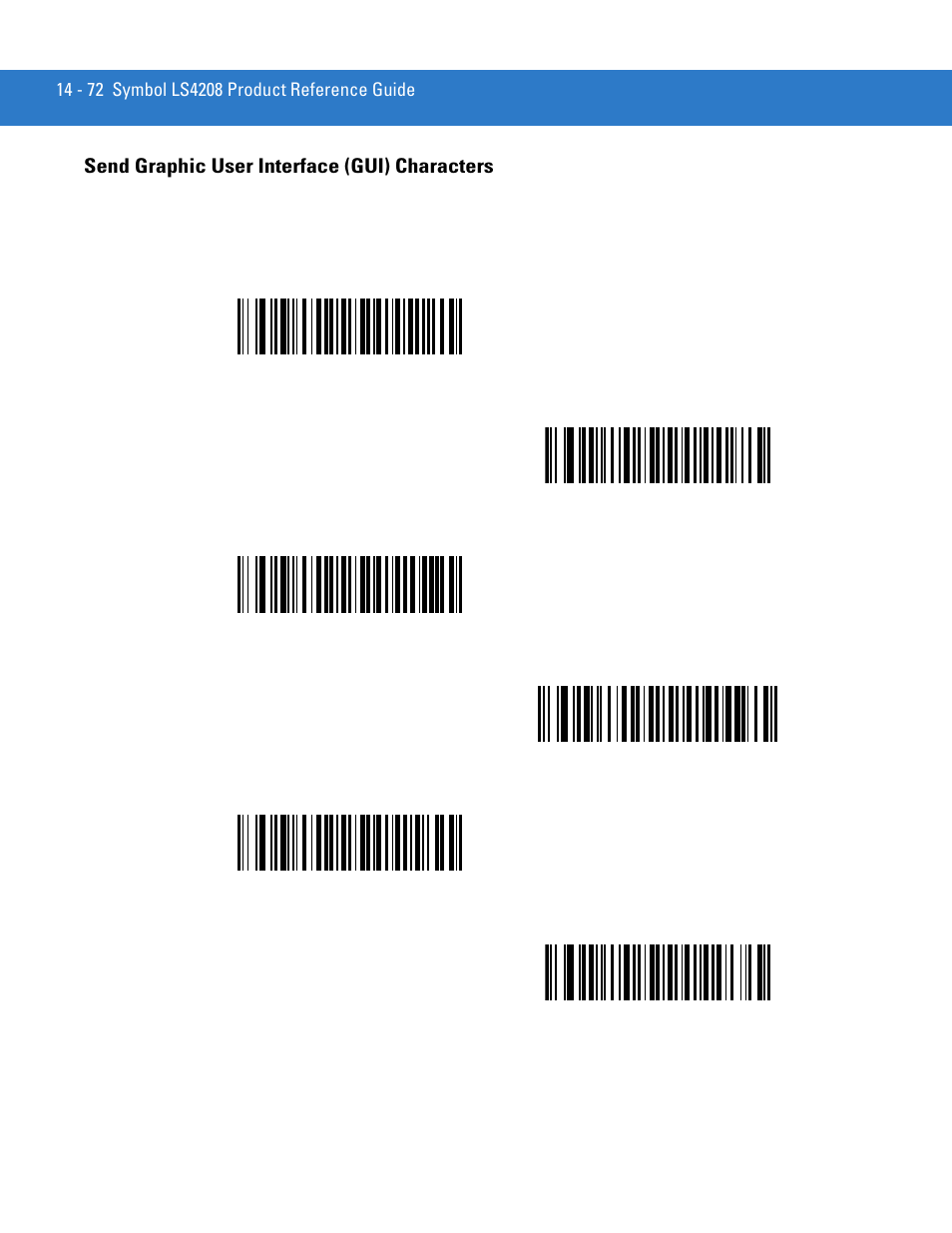 Send graphic user interface (gui) characters, Send graphic user interface (gui) characters -72 | Motorola LS4208 User Manual | Page 294 / 358