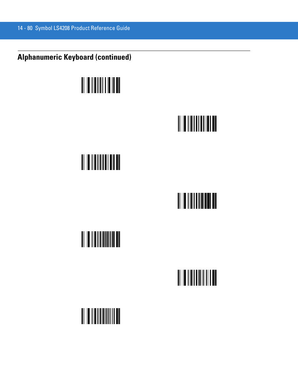 Alphanumeric keyboard (continued) | Motorola LS4208 User Manual | Page 302 / 358