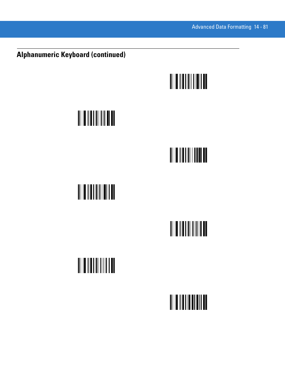Alphanumeric keyboard (continued) | Motorola LS4208 User Manual | Page 303 / 358