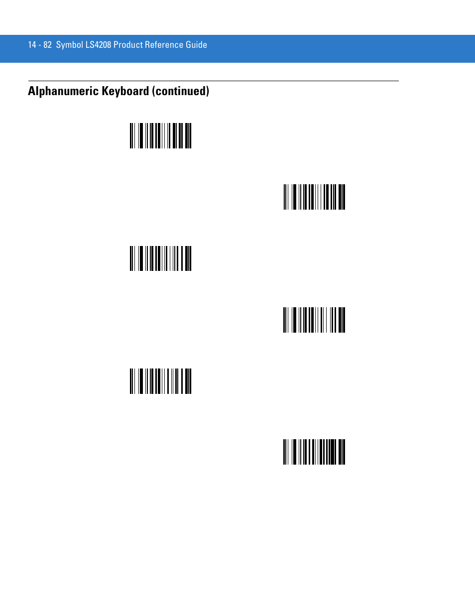 Alphanumeric keyboard (continued) | Motorola LS4208 User Manual | Page 304 / 358