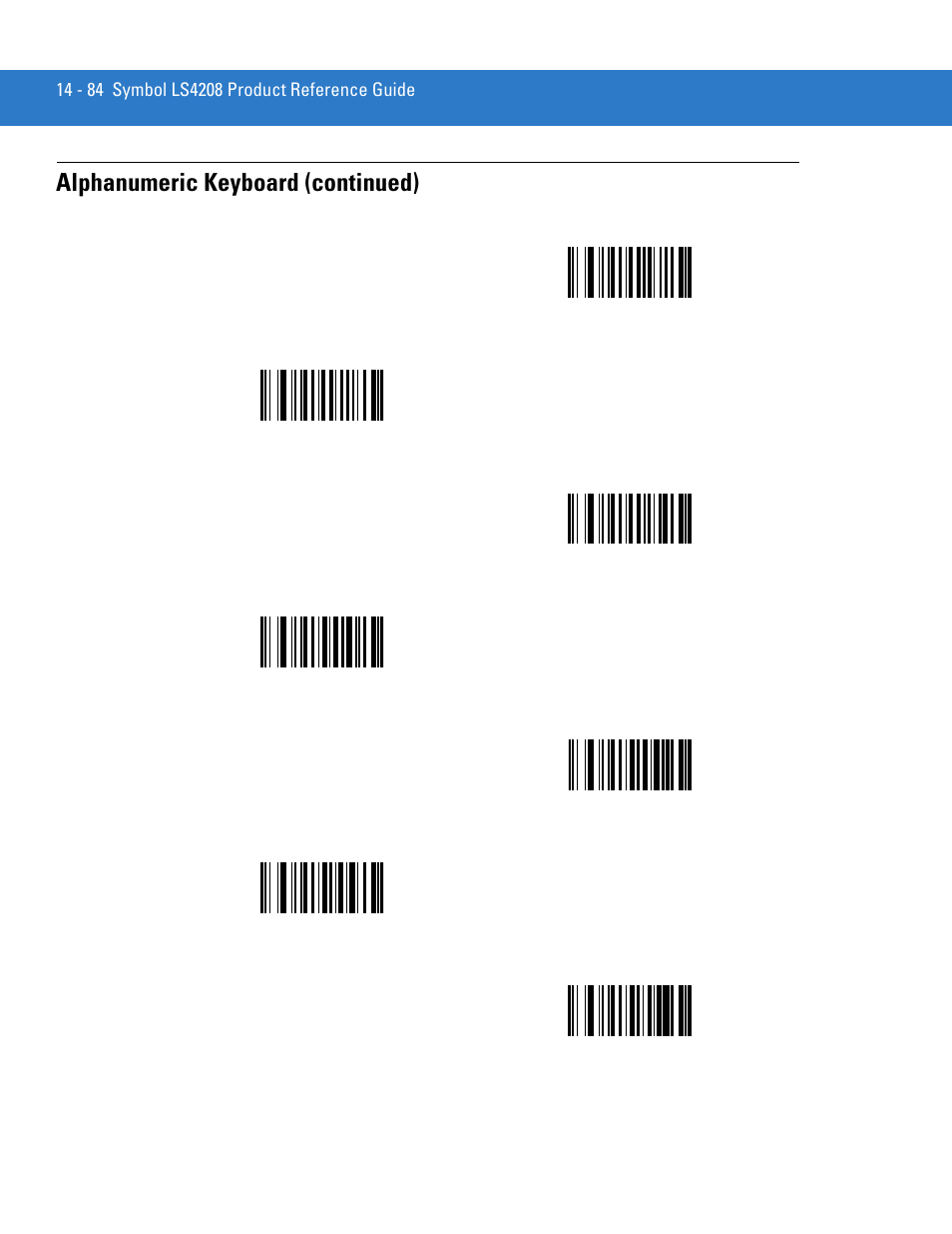 Alphanumeric keyboard (continued) | Motorola LS4208 User Manual | Page 306 / 358