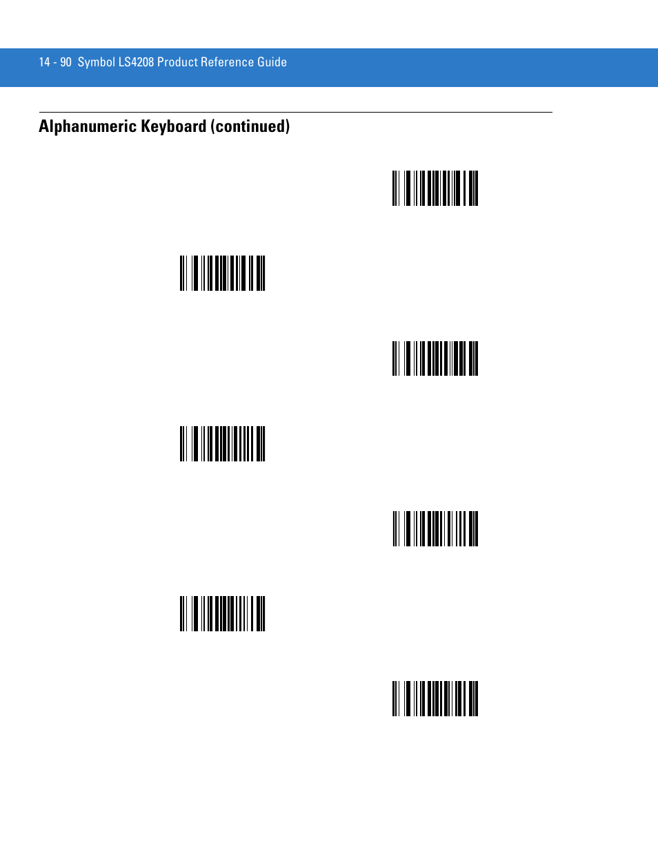 Alphanumeric keyboard (continued) | Motorola LS4208 User Manual | Page 312 / 358