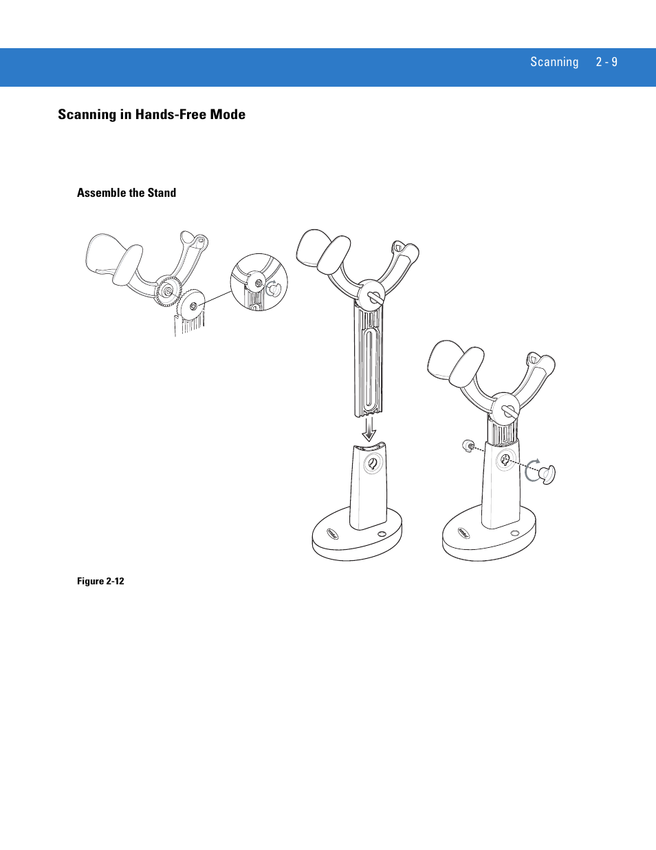 Scanning in hands-free mode, Assemble the stand, Scanning in hands-free mode -9 | Assemble the stand -9 | Motorola LS4208 User Manual | Page 33 / 358
