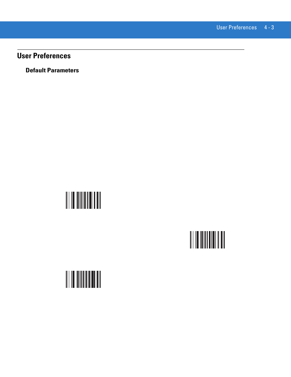 User preferences, Default parameters, User preferences -3 | Default parameters -3 | Motorola LS4208 User Manual | Page 47 / 358