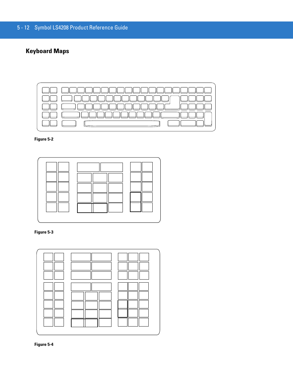 Keyboard maps, Keyboard maps -12, Ibm pc/at | Figure 5-2, Figure 5-3, Figure 5-4 | Motorola LS4208 User Manual | Page 66 / 358