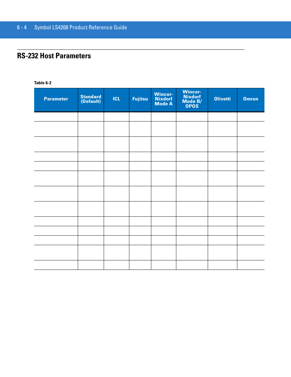 Rs-232 host parameters, Rs-232 host parameters -4 | Motorola LS4208 User Manual | Page 80 / 358
