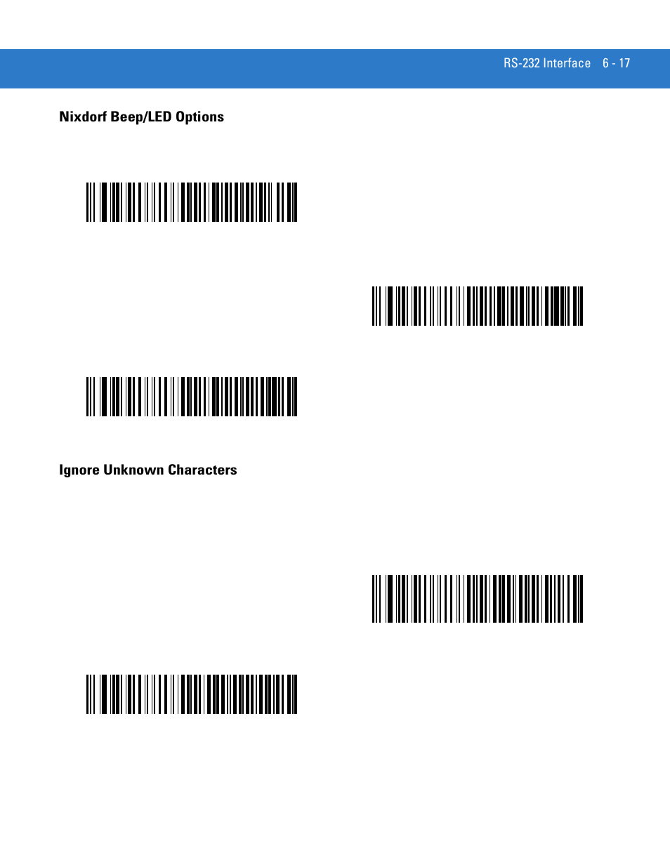 Nixdorf beep/led options, Ignore unknown characters | Motorola LS4208 User Manual | Page 93 / 358