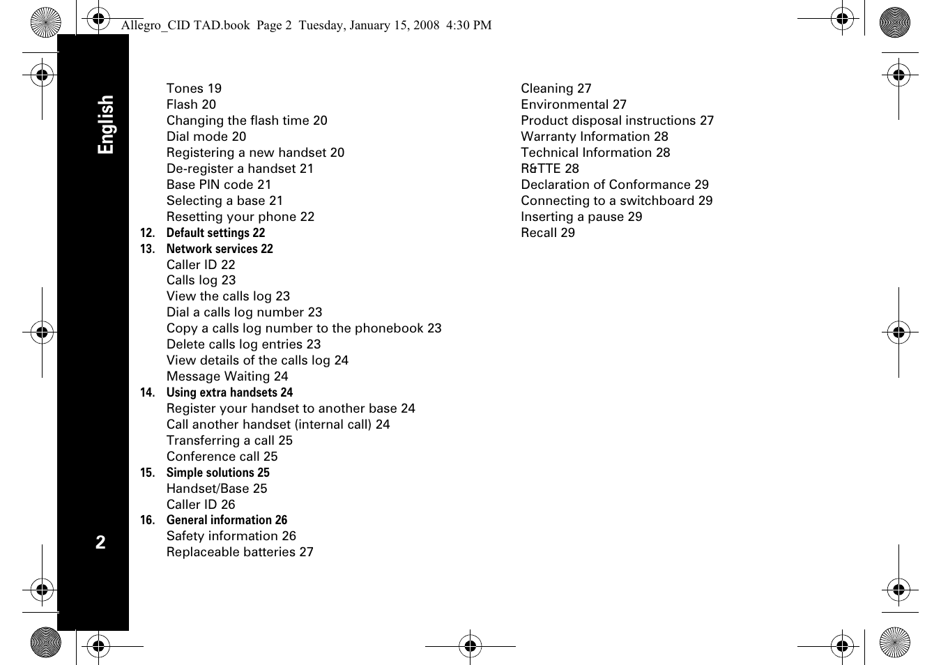 Engl is h | Motorola D210 User Manual | Page 4 / 32