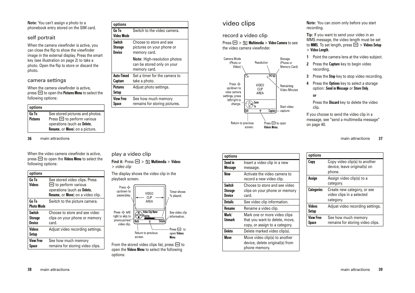 Video clips | Motorola Cell Phone User Manual | Page 15 / 35