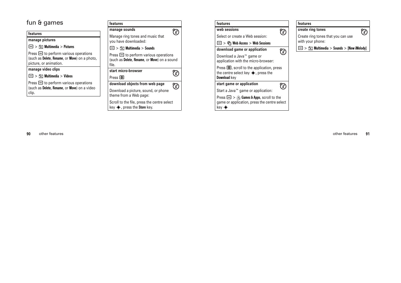 Fun & games | Motorola Cell Phone User Manual | Page 31 / 35