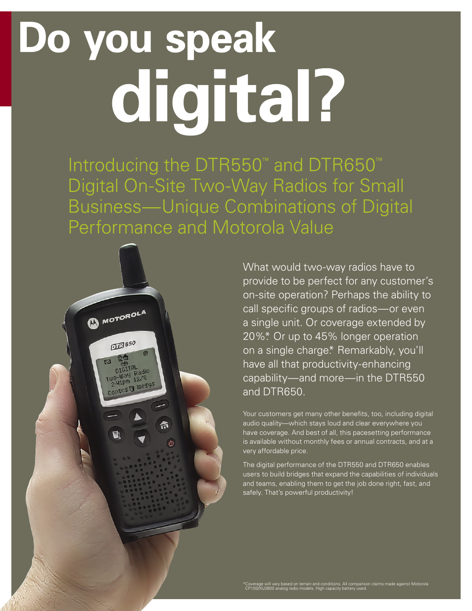 Introducing the dtr550, And dtr650 | Motorola DTR550TM User Manual | Page 2 / 16
