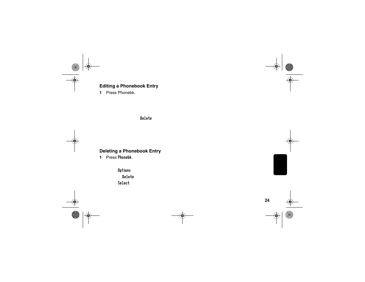 Editing a phonebook entry, Deleting a phonebook entry | Motorola SD4550 User Manual | Page 35 / 54