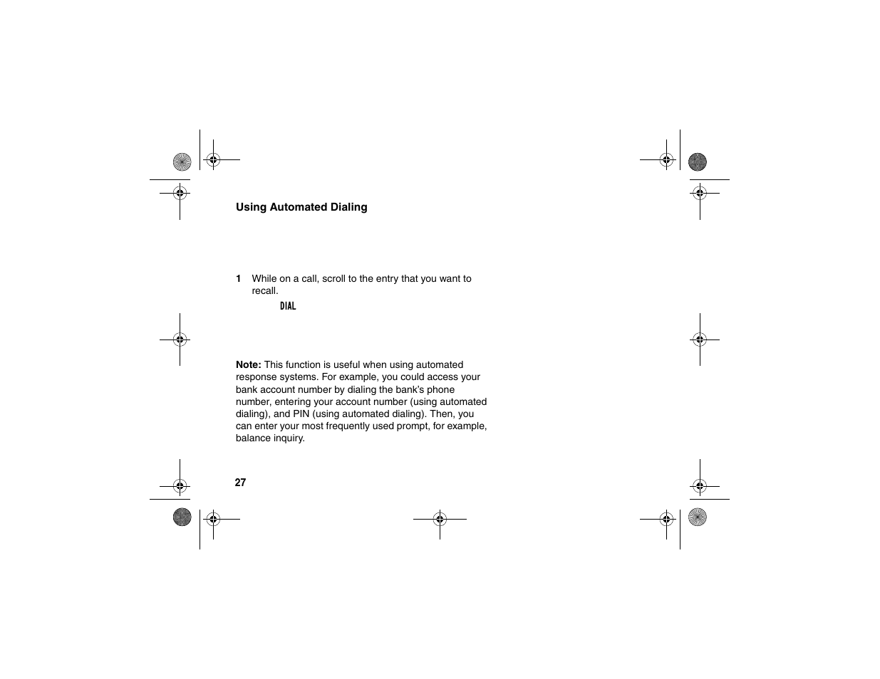 Using automated dialing | Motorola SD4550 User Manual | Page 38 / 54