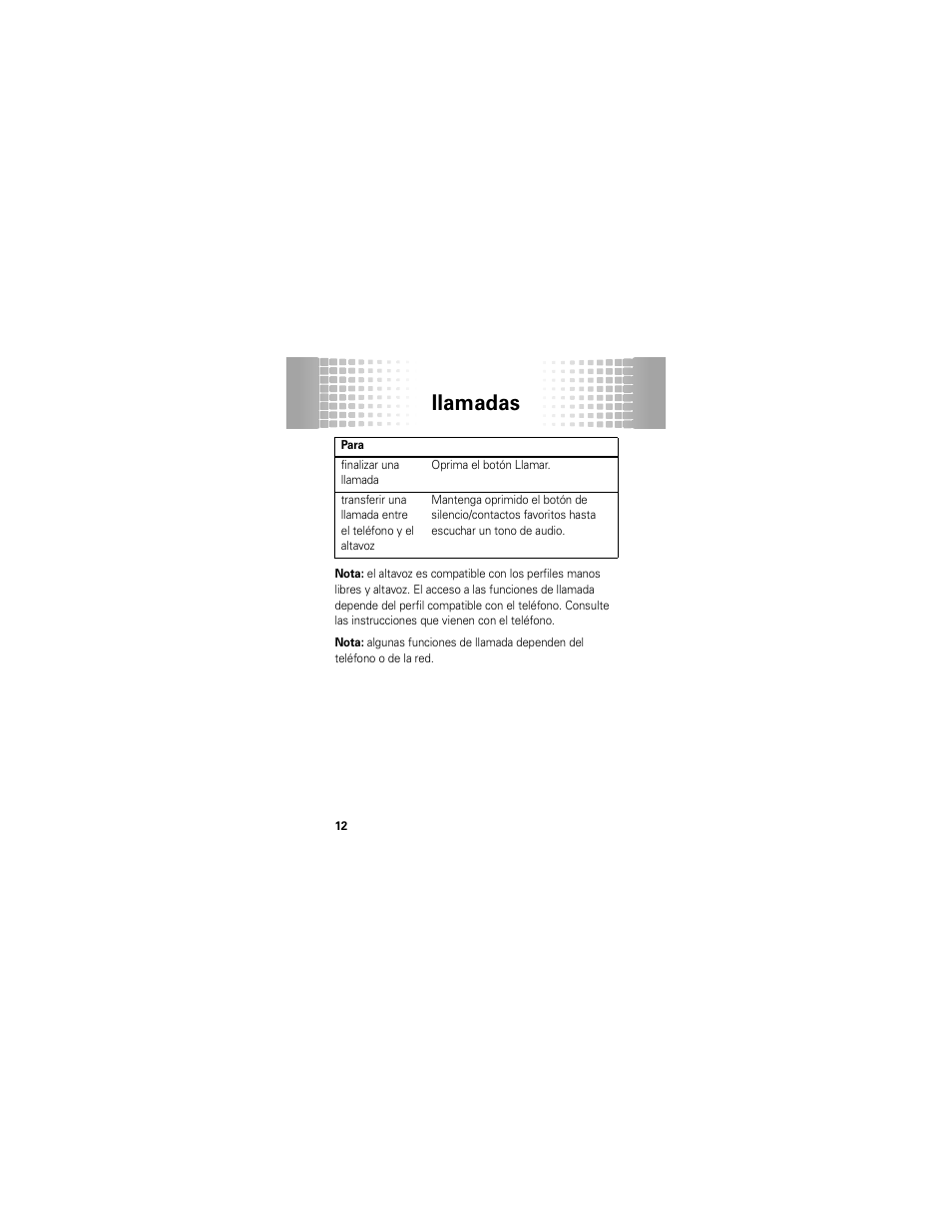 Llamadas | Motorola T325 User Manual | Page 50 / 110