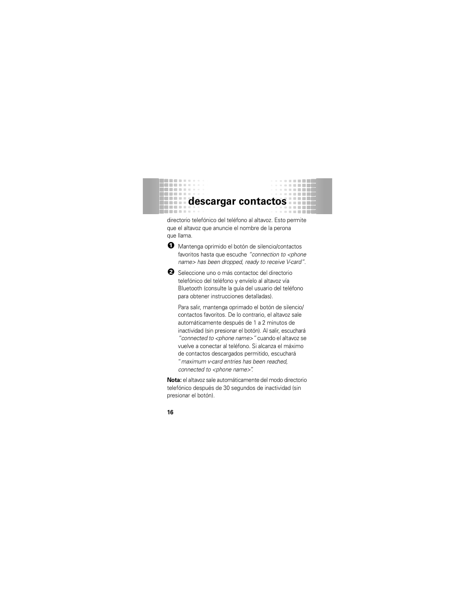 Descargar contactos | Motorola T325 User Manual | Page 54 / 110