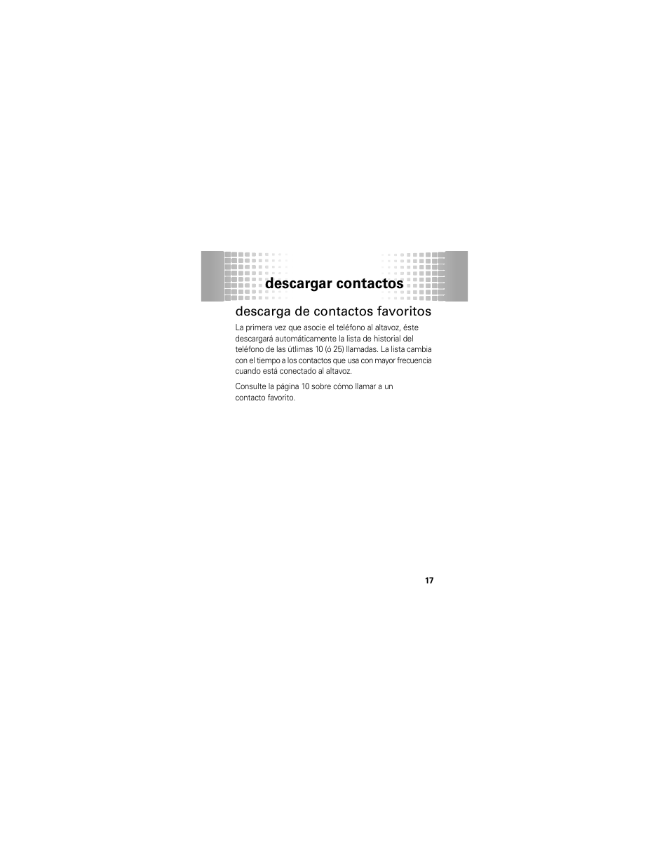Descarga de contactos favoritos, Descargar contactos | Motorola T325 User Manual | Page 55 / 110