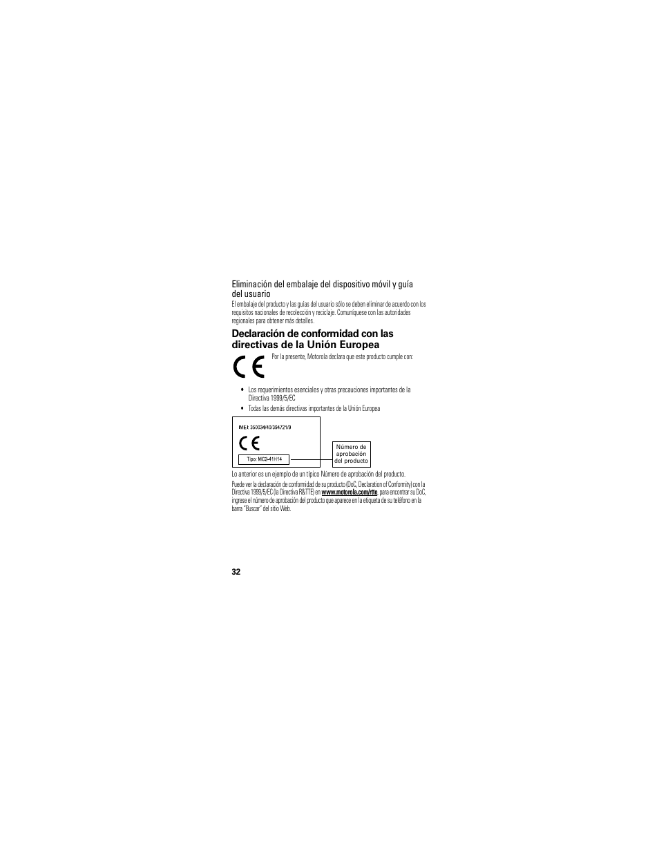 Declaración de conformidad de la unión europea | Motorola T325 User Manual | Page 70 / 110
