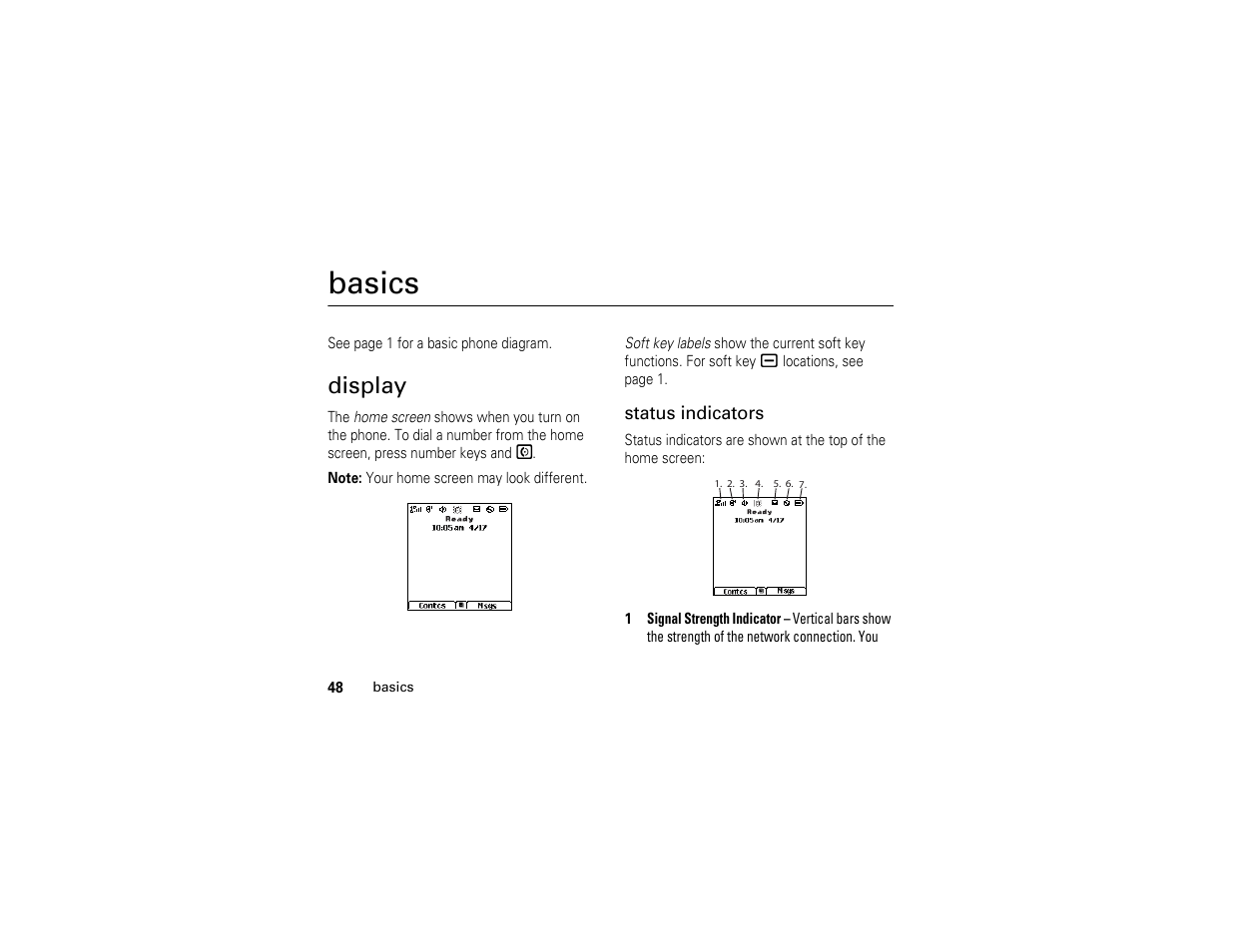 Basics, Display | Motorola I290 User Manual | Page 54 / 108