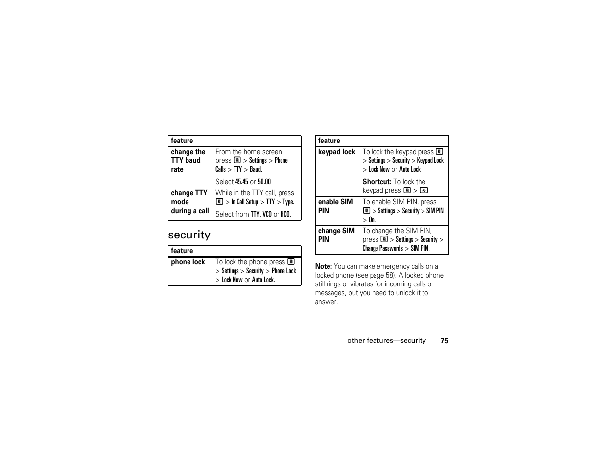 Security | Motorola I290 User Manual | Page 81 / 108