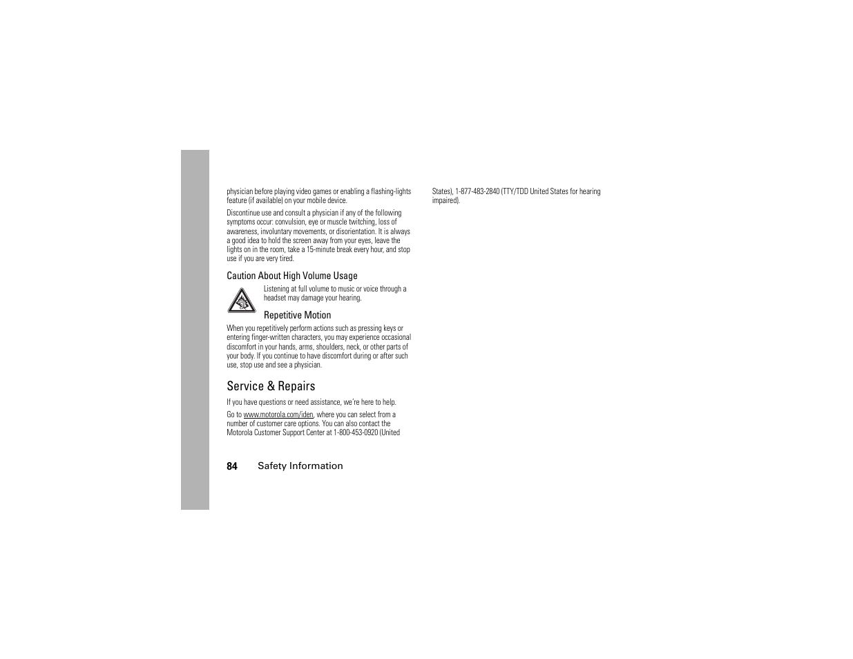 Service & repairs | Motorola I290 User Manual | Page 90 / 108