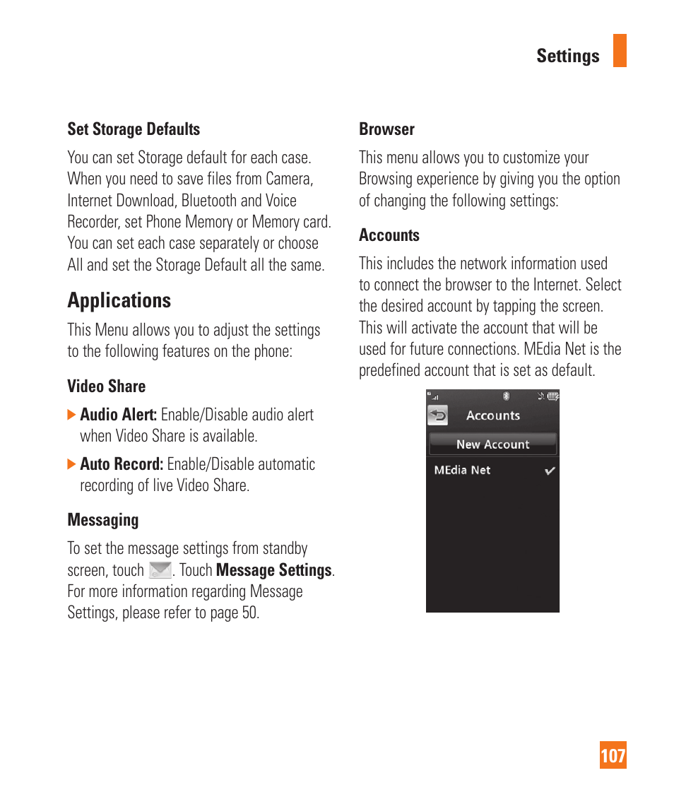Applications | LG Xenon GR500 User Manual | Page 111 / 146