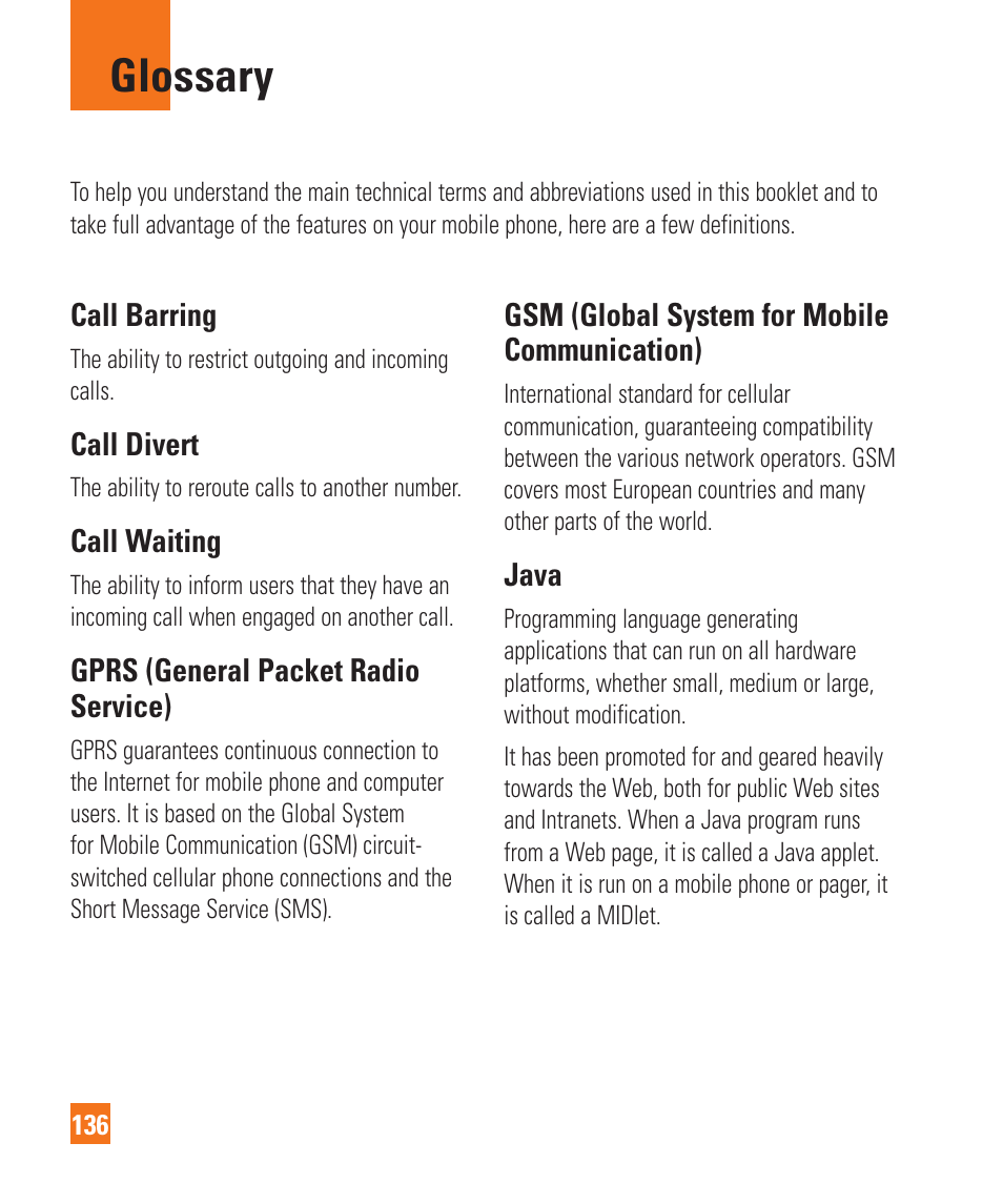 Glossary | LG Xenon GR500 User Manual | Page 140 / 146
