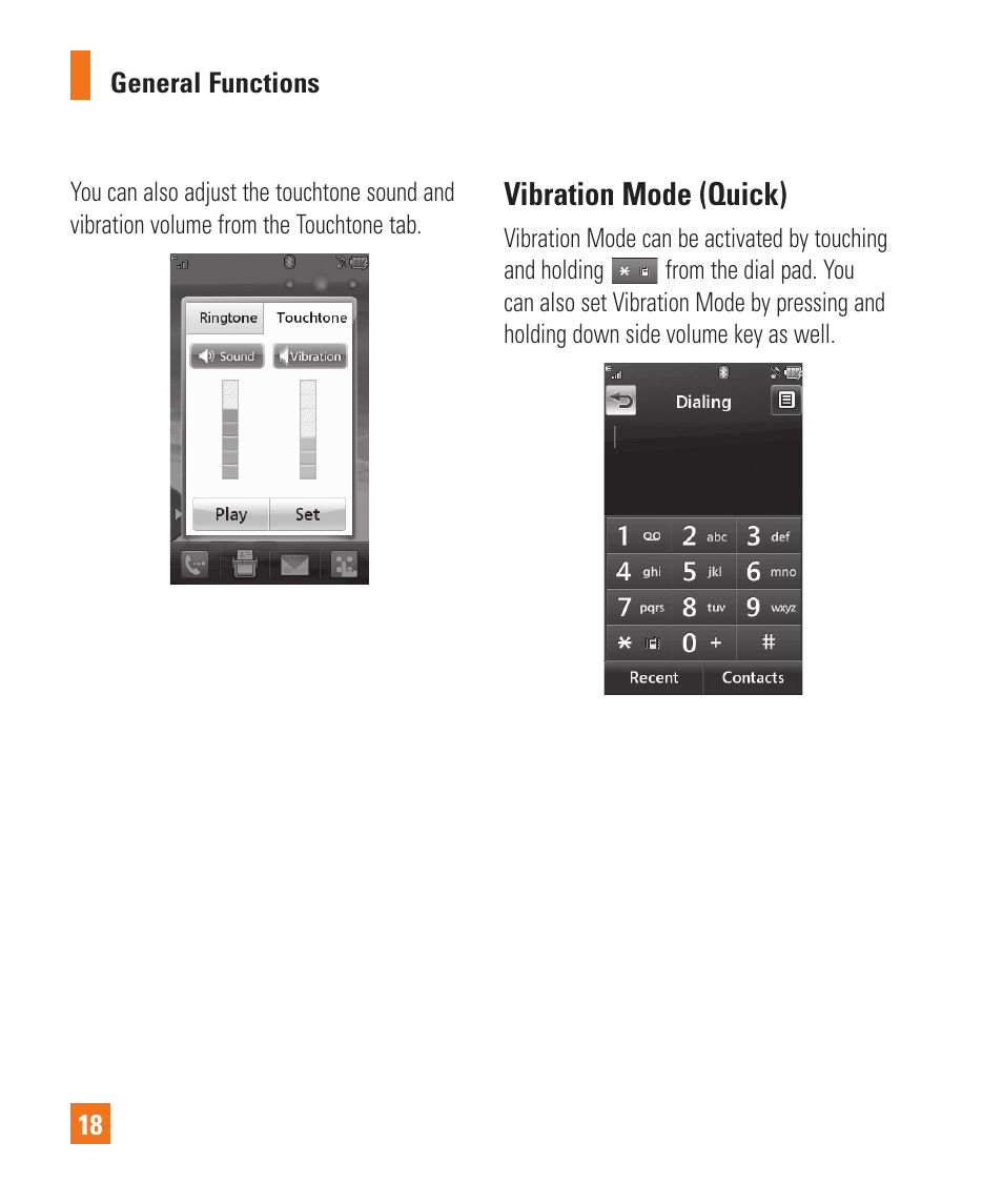 Vibration mode (quick) | LG Xenon GR500 User Manual | Page 22 / 146