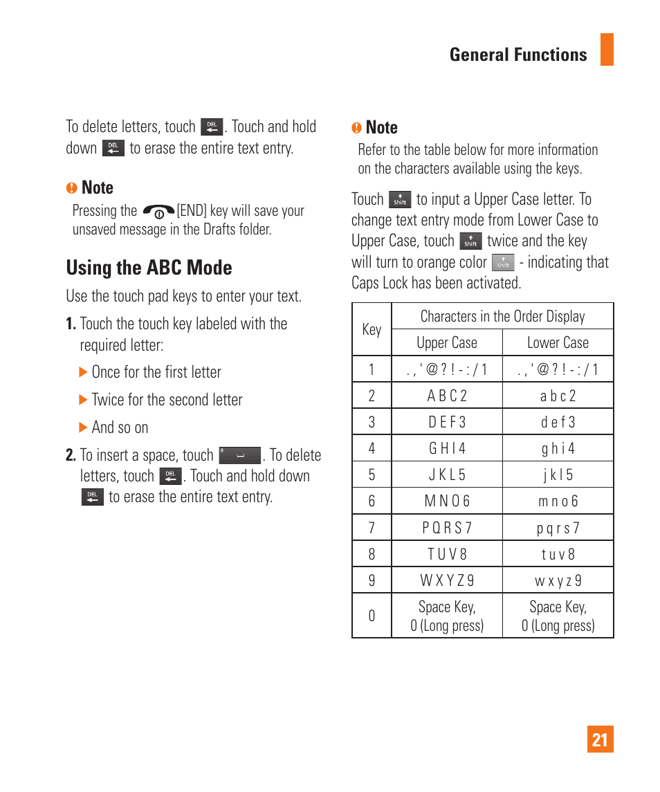 Using the abc mode | LG Xenon GR500 User Manual | Page 25 / 146