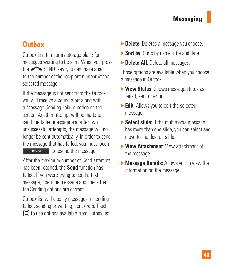 Outbox | LG Xenon GR500 User Manual | Page 53 / 146