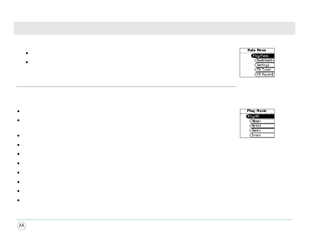 Play music, Playback, Play songs | Motorola m250 User Manual | Page 30 / 70