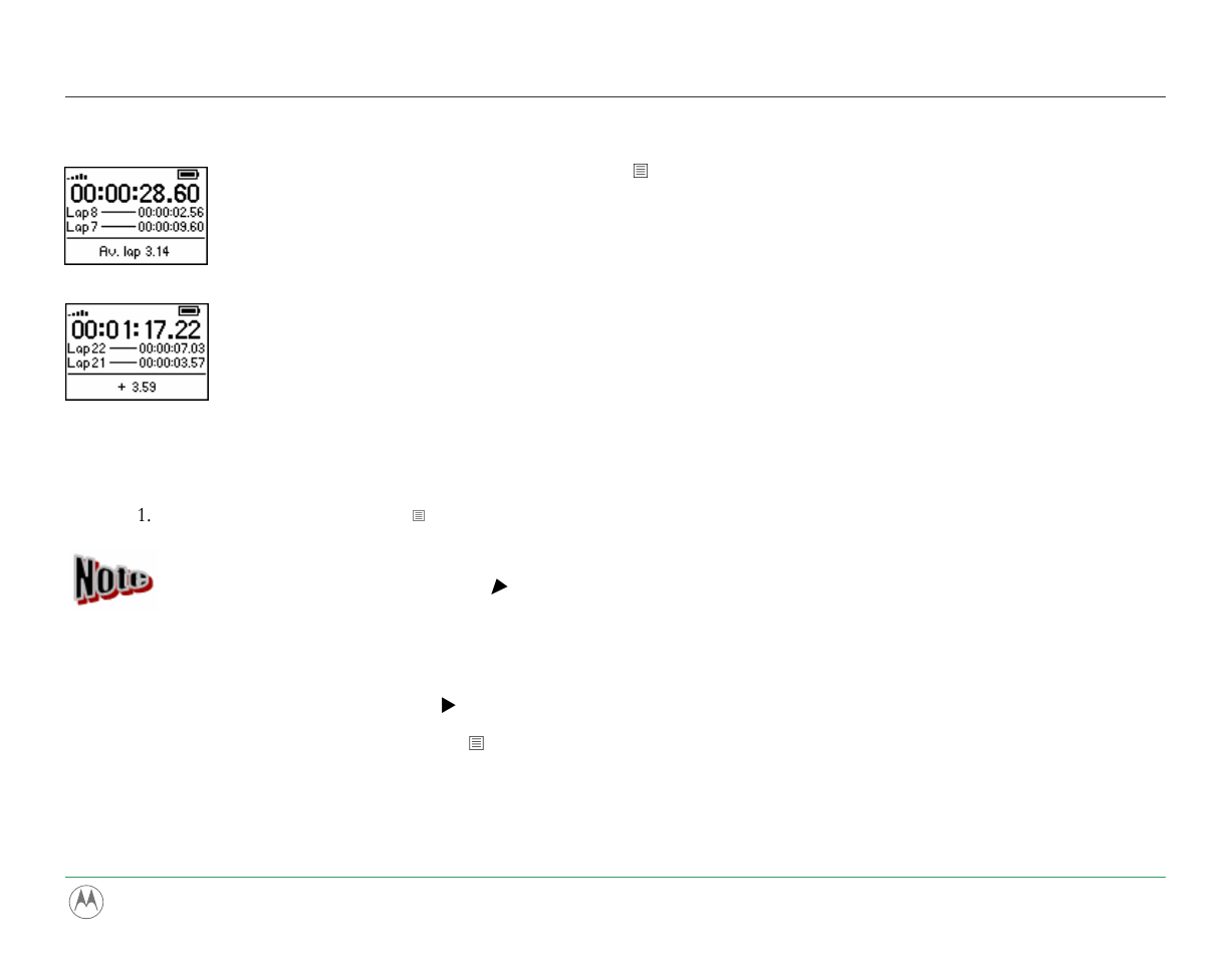 Stopwatch | Motorola m250 User Manual | Page 38 / 70