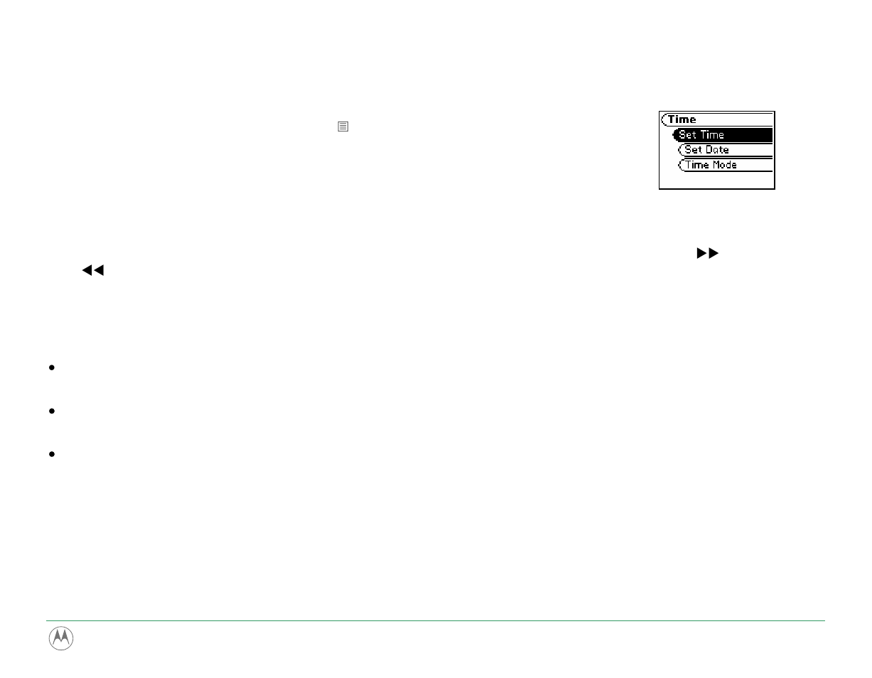 Time | Motorola m250 User Manual | Page 47 / 70