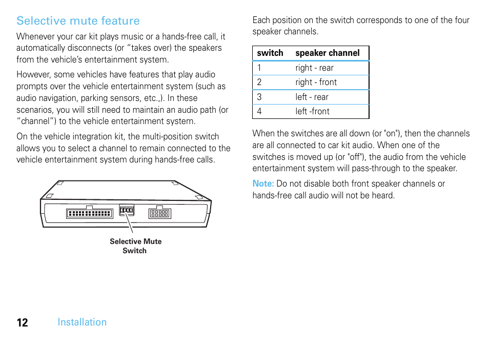 Selective mute feature | Motorola 68014301013 User Manual | Page 14 / 36