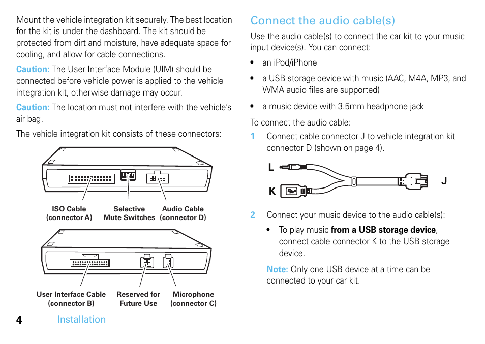 Connect the audio cable(s) | Motorola 68014301013 User Manual | Page 6 / 36