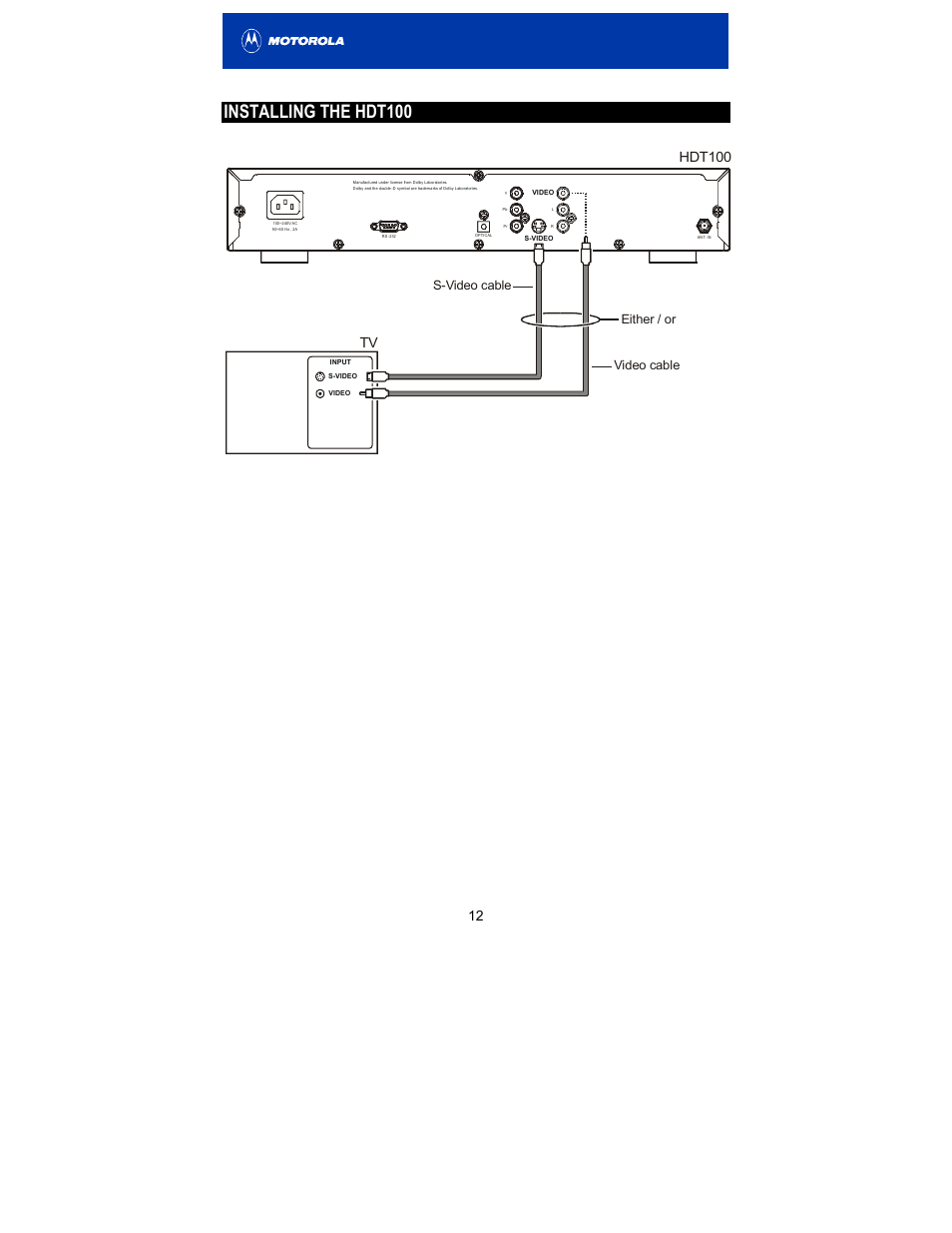 Installing the hdt100 | Motorola HDT100 User Manual | Page 17 / 48