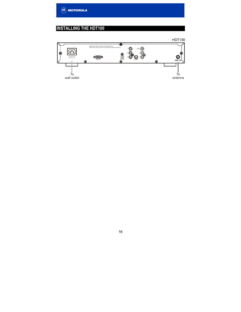 Installing the hdt100 | Motorola HDT100 User Manual | Page 21 / 48