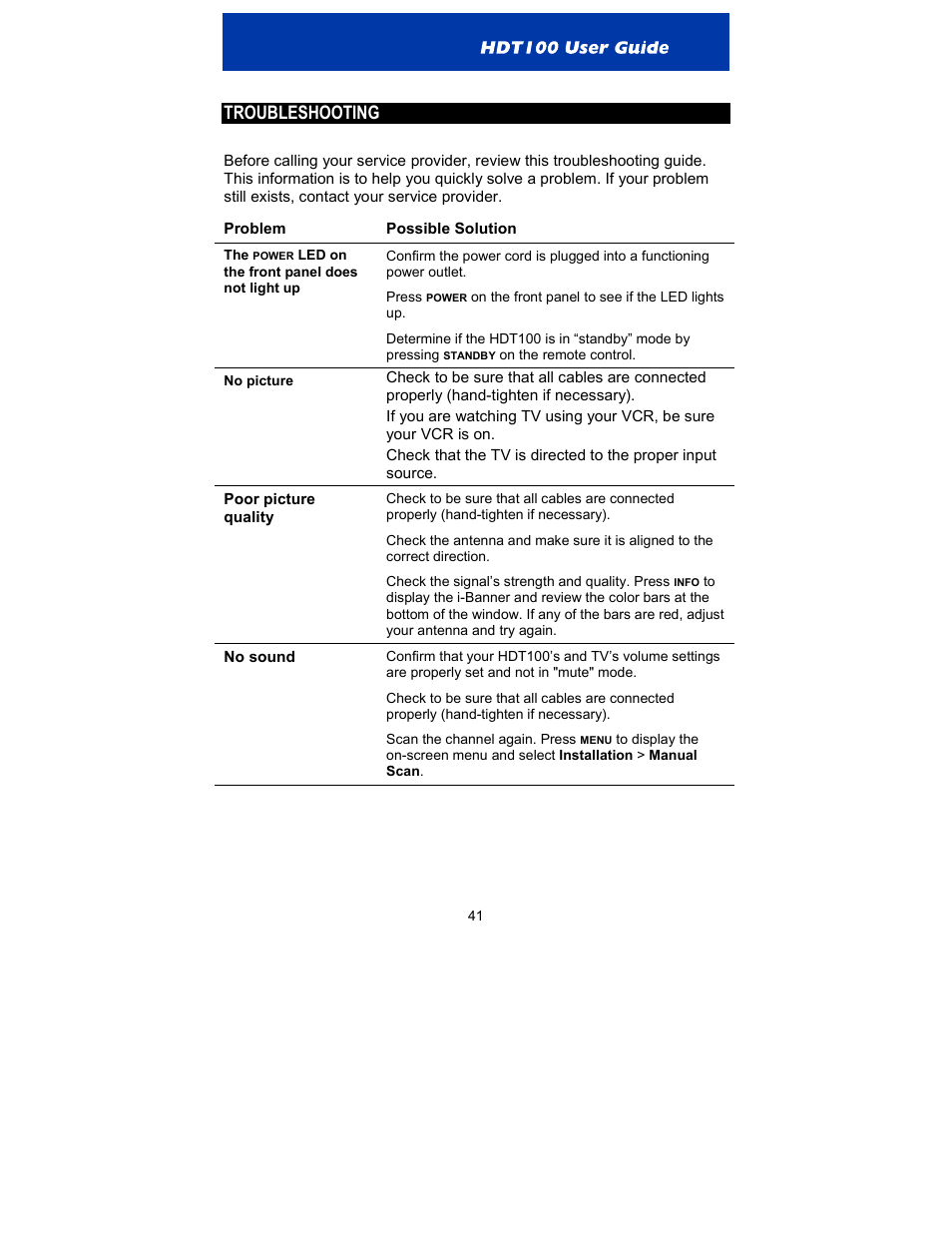 Troubleshooting | Motorola HDT100 User Manual | Page 46 / 48