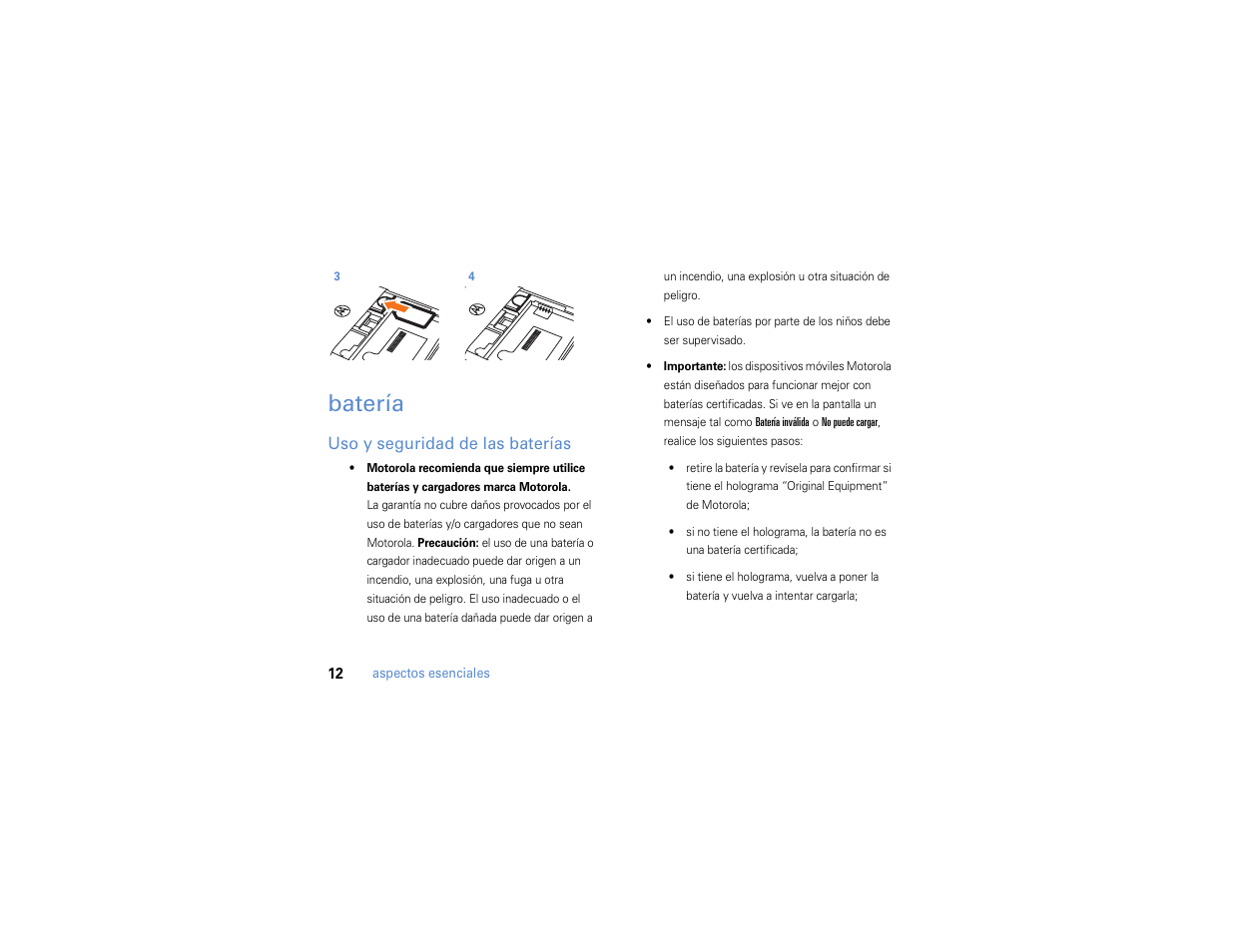 Batería, Uso y seguridad de las baterías | Motorola MOTO Q 9h User Manual | Page 102 / 184