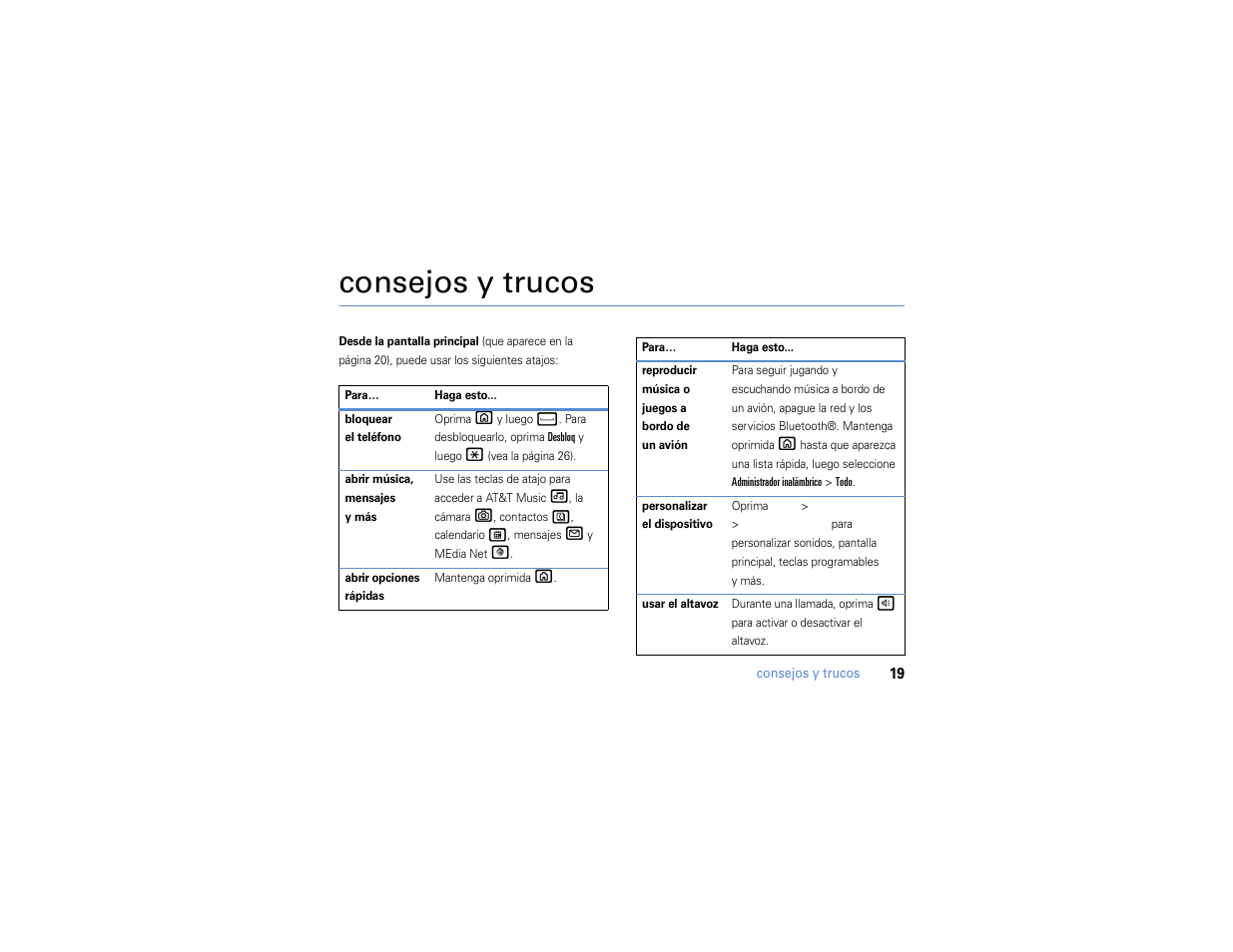 Consejos y trucos | Motorola MOTO Q 9h User Manual | Page 109 / 184