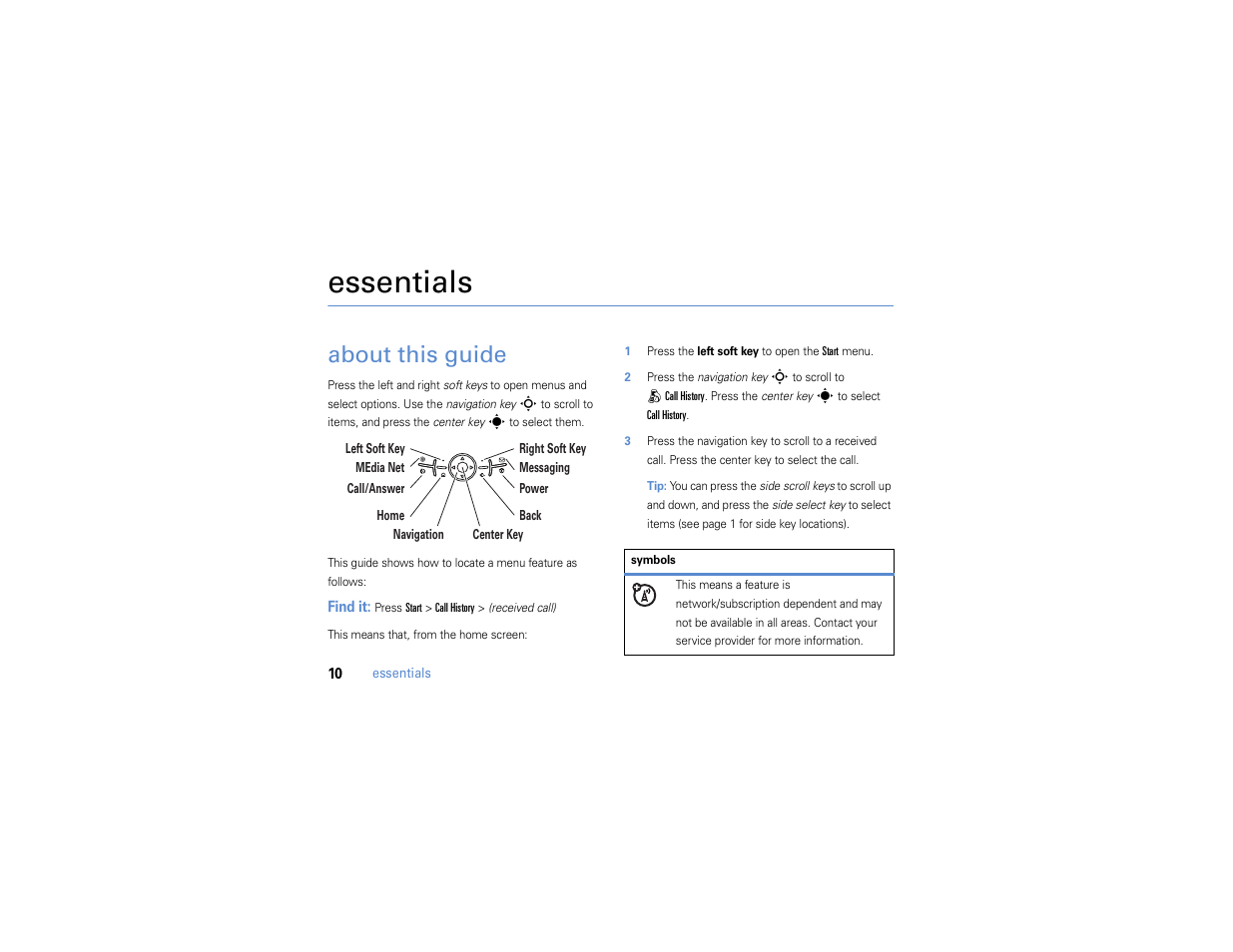 Essentials, About this guide | Motorola MOTO Q 9h User Manual | Page 12 / 184