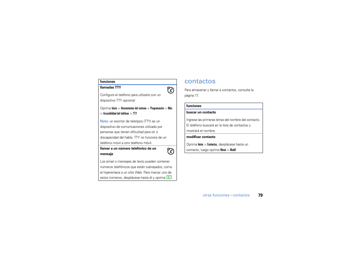 Contactos | Motorola MOTO Q 9h User Manual | Page 169 / 184