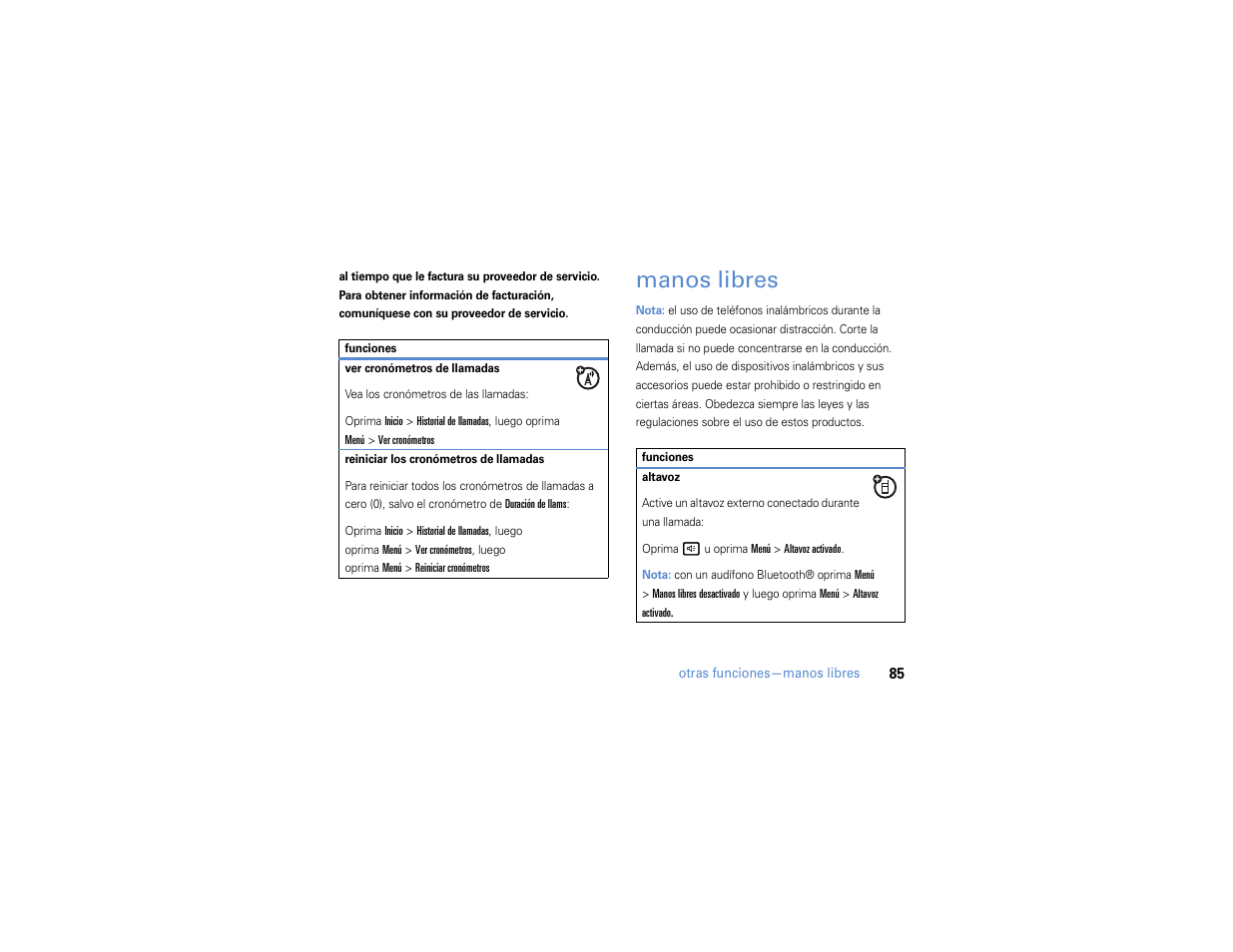 Manos libres | Motorola MOTO Q 9h User Manual | Page 175 / 184