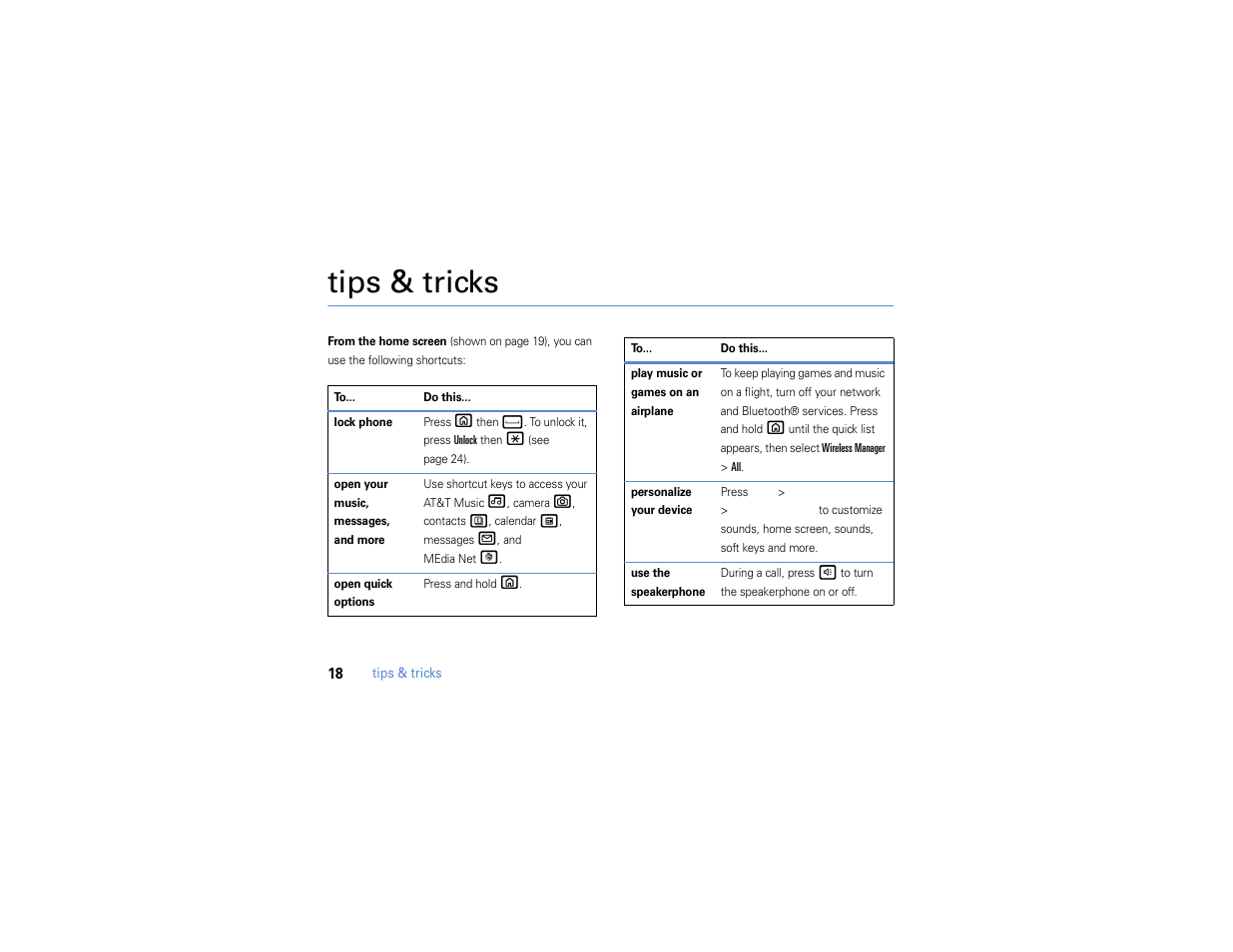 Tips & tricks | Motorola MOTO Q 9h User Manual | Page 20 / 184